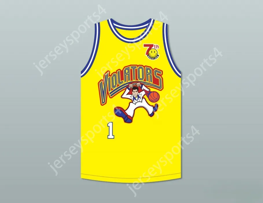 Nome personalizado Nome da juventude/Kids Visa 1 Violadores Jersey de basquete 7º rock n Jock B Ball Jam 1997 Top Stitched S-6xl