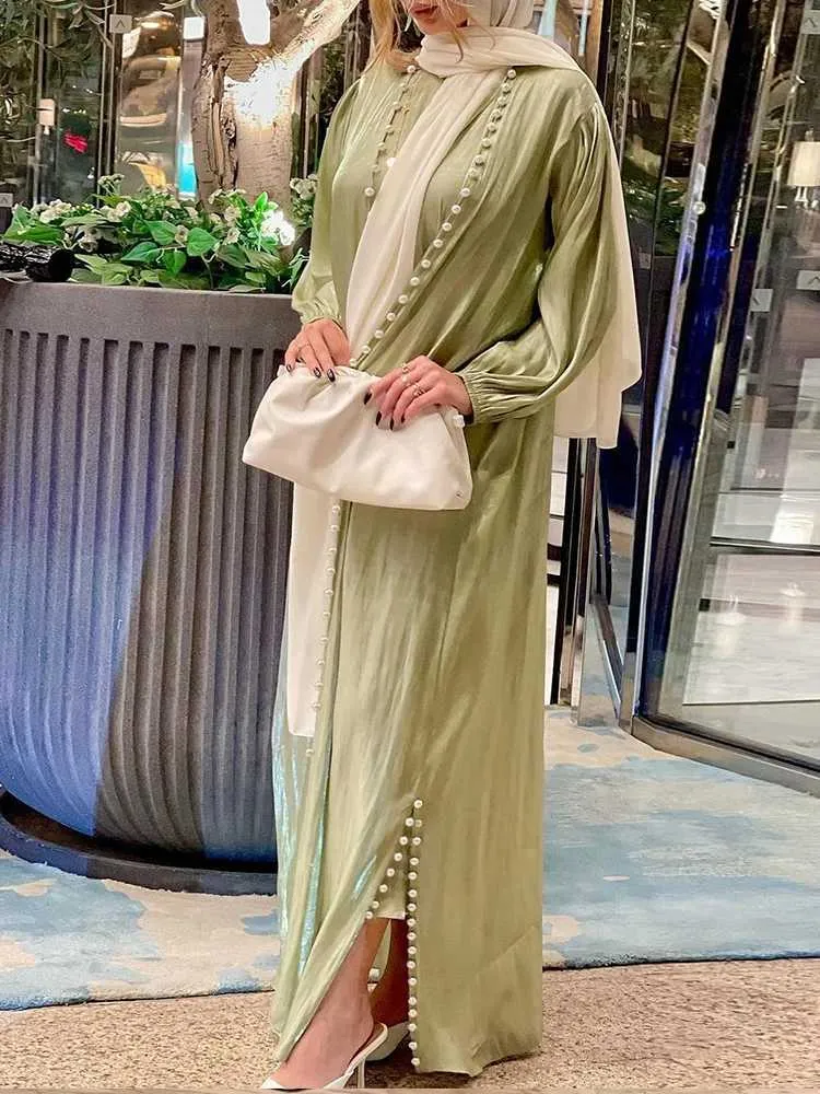 Marokkaanse Kaftan Abaya Moslim Damesjurk 2 Delige Set Zijden Satijn Kimono Gewaad Uit Het Deler Van 8 8 DHgate