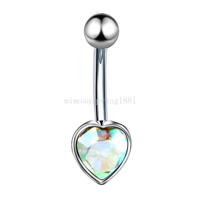 Anello di ventre del cuore zircone ombelico anello ombelico dell'ombelico bar piercing in acciaio chirurgico nombrigo ombligo donne sexy body gioielli