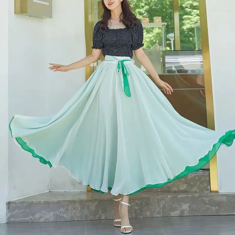 Full chiffon skirt knee length on sale