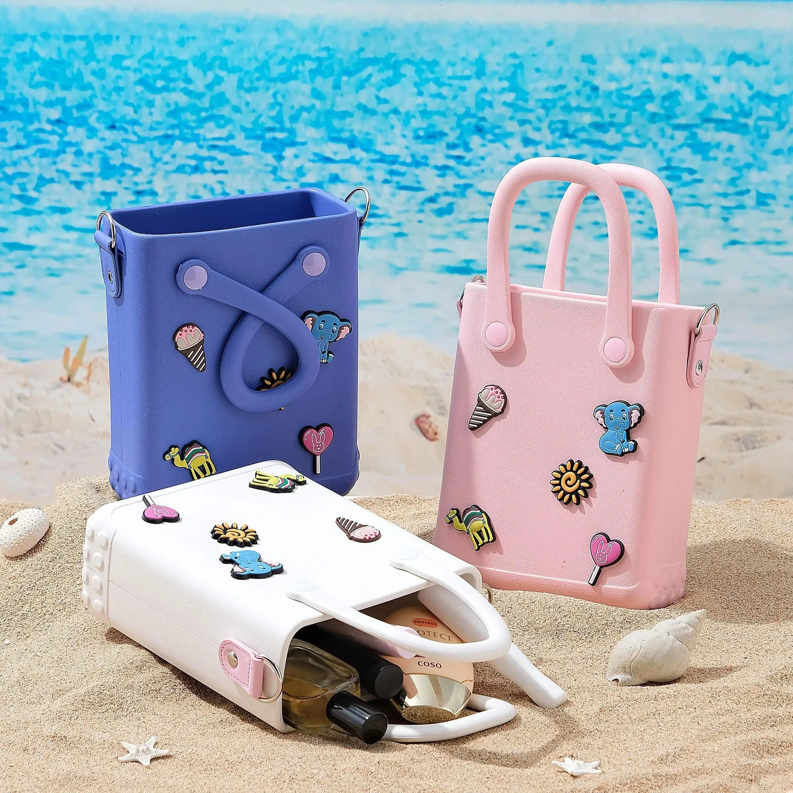 Small EVA Summer Beach Bag Cute Jelly Hole Tote Bag Rubber Waterproof Handbag For Travel Vacation 240516