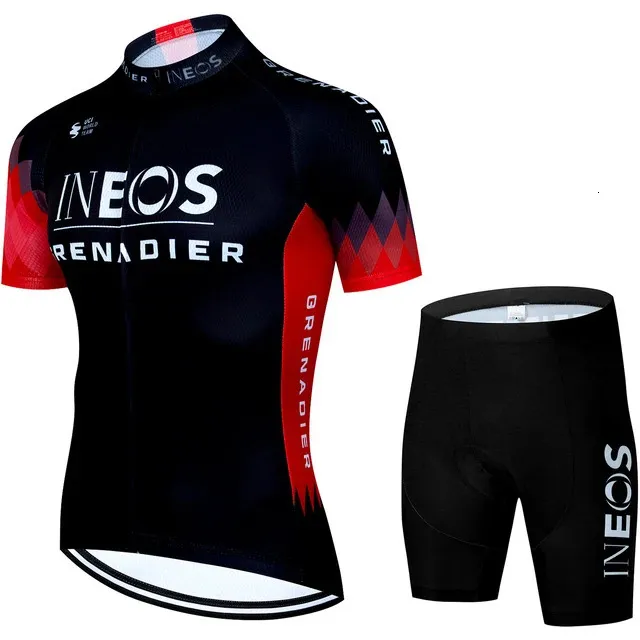 Tenue Vélo Route Homme - Maillot Manches Courtes + Cuissard Gel 3D - Tissu Respirant Polyester - Fermeture Complète, 3 Poches - Antidérapant