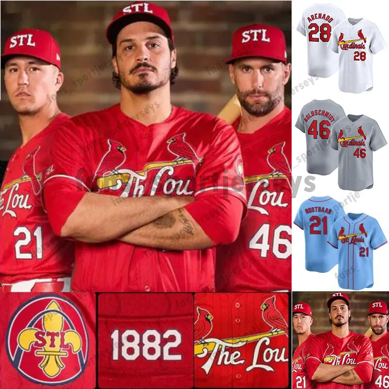 Jersey personalizado 4 Yadier Molina 46 Paul Goldschmidt 28 Nolan Arenado 1 Ozzie Smith 6 Stan Musial 92 Genesis Cabrera 11 Paul DeJong Cardins Béisbol Jerseys