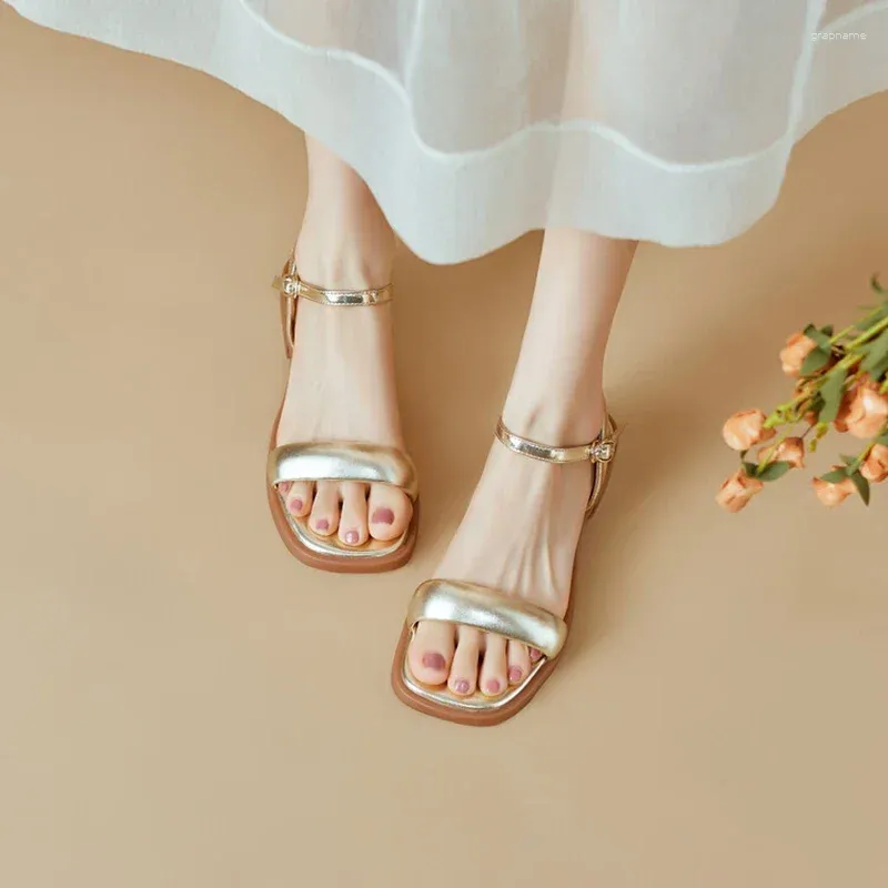 Casual schoenen 2024 Zomer gladiator vrouwen sandalen mode elegante open teen dames buitenjurk lage hak sandalia's