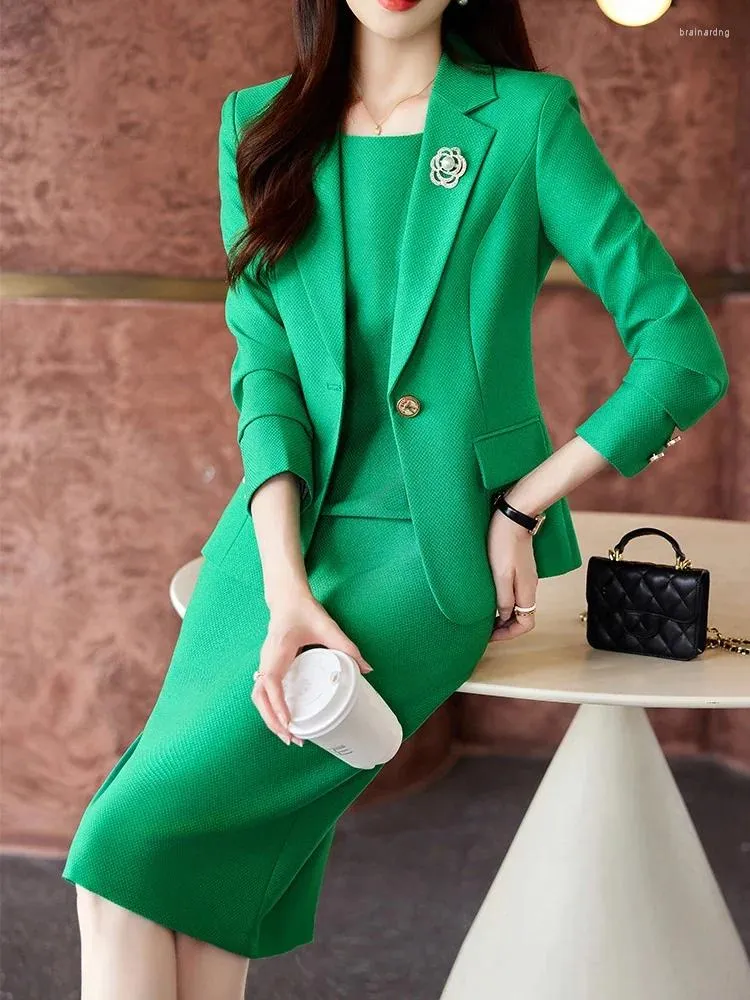 High Quality Formal Two Piece Professional Work Dresses Set For Women Perfect For Autumn Winter Office And Business Wear In Black Purple And Green From Brainardng 67.74 DHgate.Com