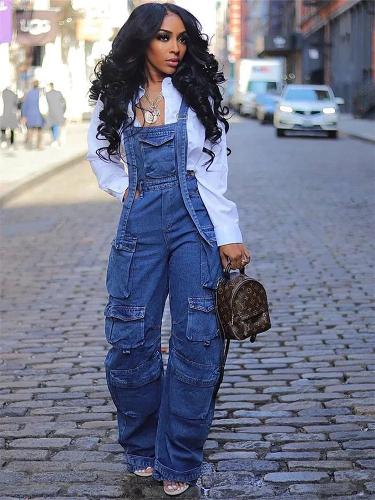 Wmstar Vintage Denim Jumpsuit With Wide Leg And Pockets For Women Sleeveless Loose Fit Streetwear Fashion Jeans Romper For Ladies 240518 From Hui02 34.21 DHgate.Com