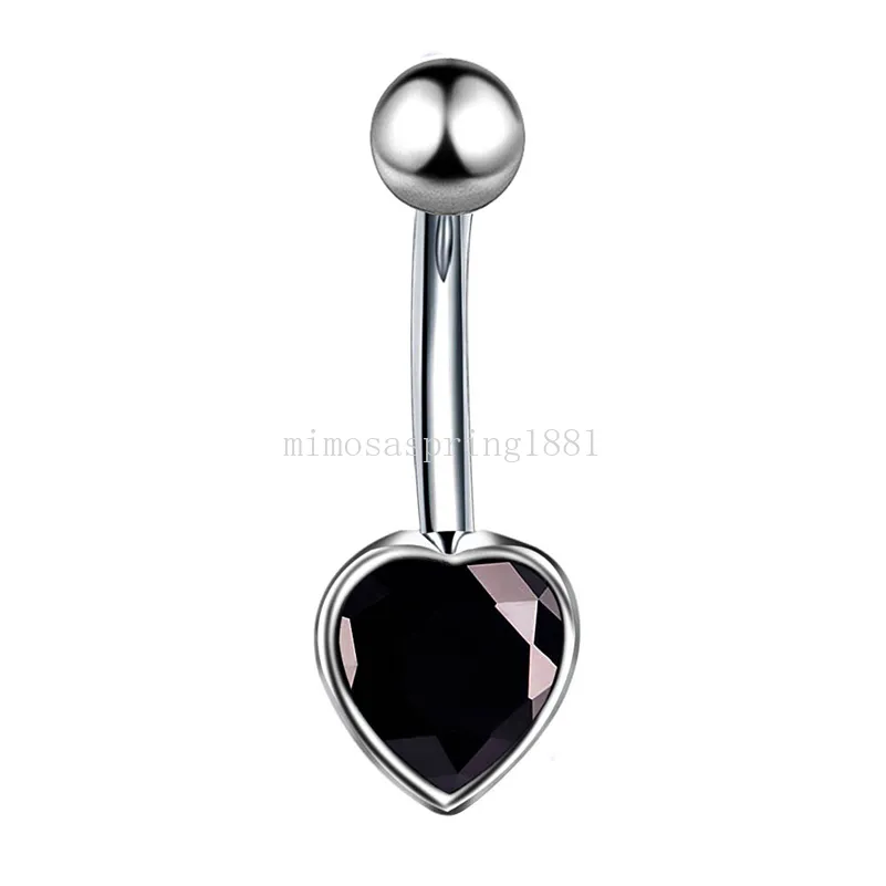 Anello di ventre del cuore zircone ombelico anello ombelico dell'ombelico bar piercing in acciaio chirurgico nombrigo ombligo donne sexy body gioielli