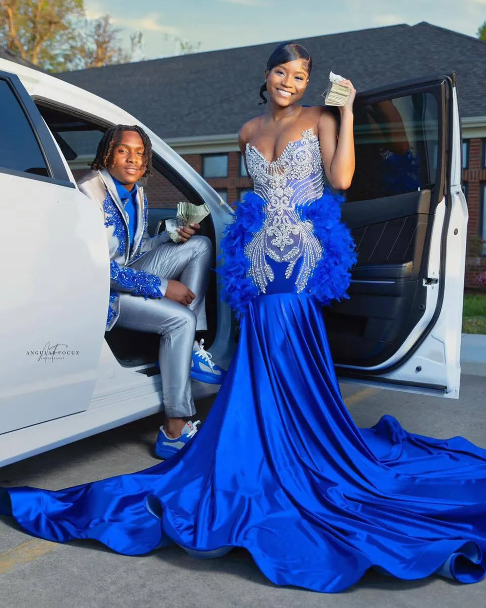 Black and royal blue gown deals