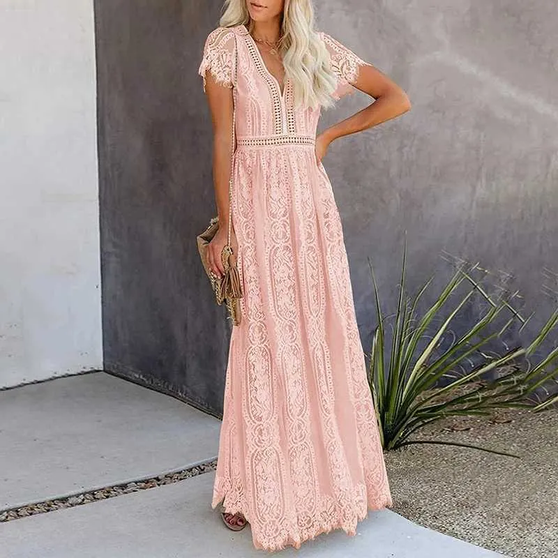 Elegant Lace Bridesmaid Dress Ankle-Length V-Neck Short Sleeve Empire Waist  Summer Wedding Dress from Dhgate Runway Dresses - price 23.79