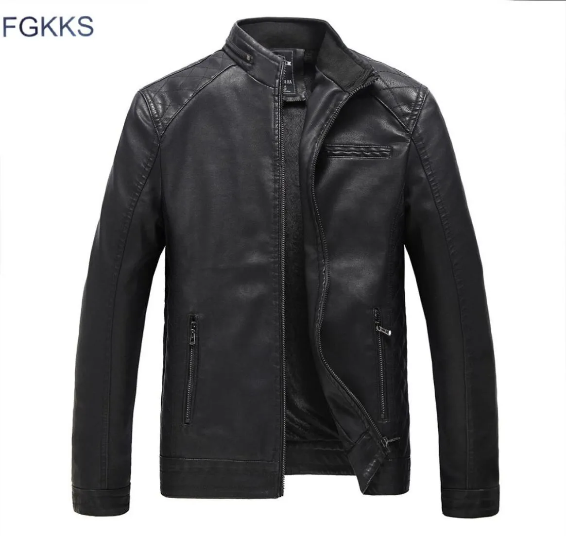 Whole FGKKS New Men039s Brown Genuine Leather Jackets Men Genuine Real Cowhide Brand Male Bomber Motorcycle Biker Coats5916579
