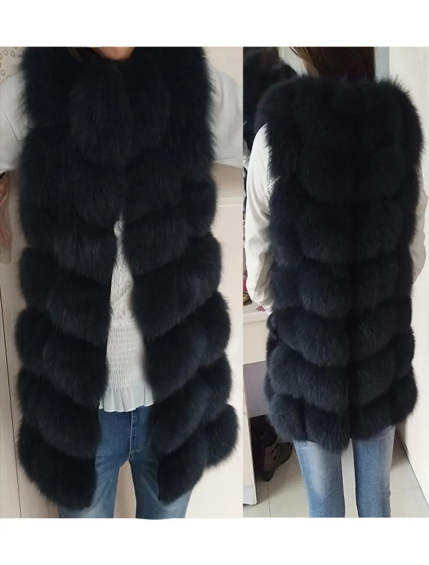 Жилет с короткими рукавов Зимняя теплый жилет натуральный жилет настоящий куртка Fox Fur Coats S181011035438667