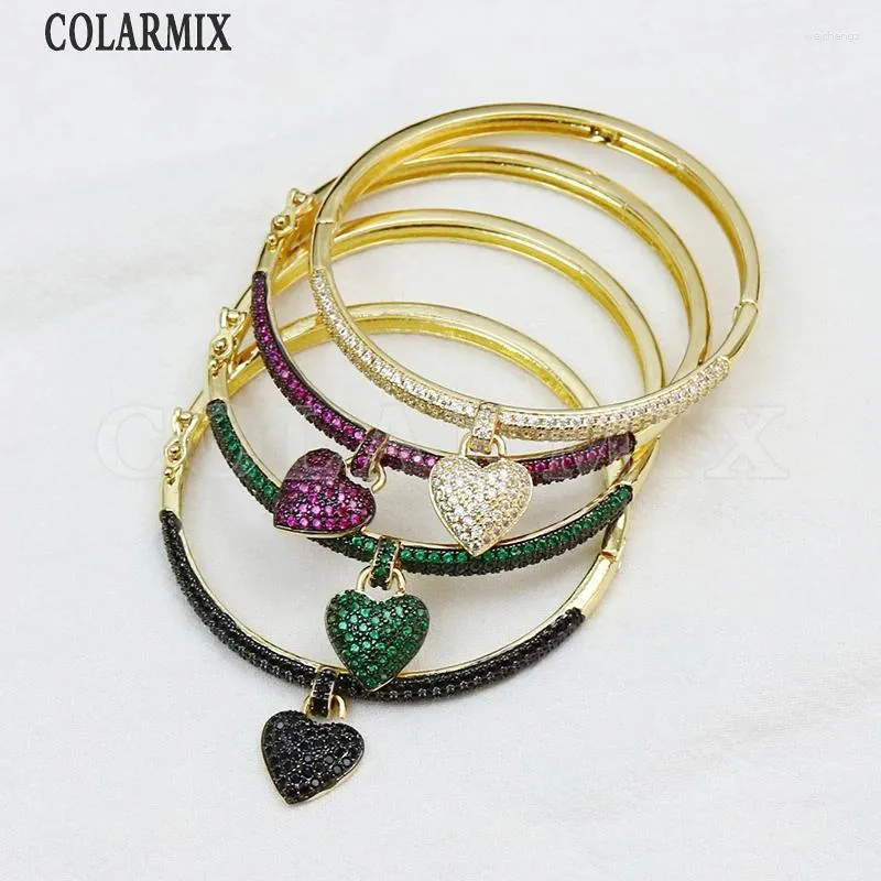 Bracele 5 pièces élégantes femmes bijoux mix couleur coeur charmes godes plaqué 40235