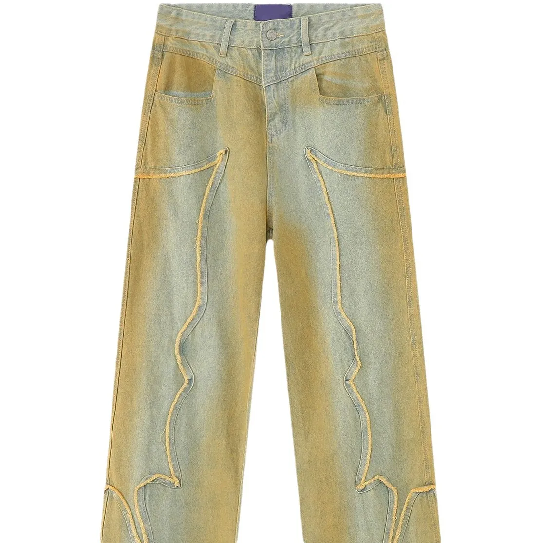 Reaven Mens Y2K Hip Hop Distressed Retro Baggy Black Rollas