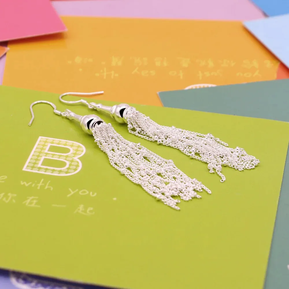 Ins 925 Sterling Silver Long Chain Tassel Oval Water Drop Gold Plated Stud Earrings Jewelry for Women Ins 925 Sterling Silver Long Chain Tassel Oval Water Drop Gold Plated Stud Earrings Jewelry for Women