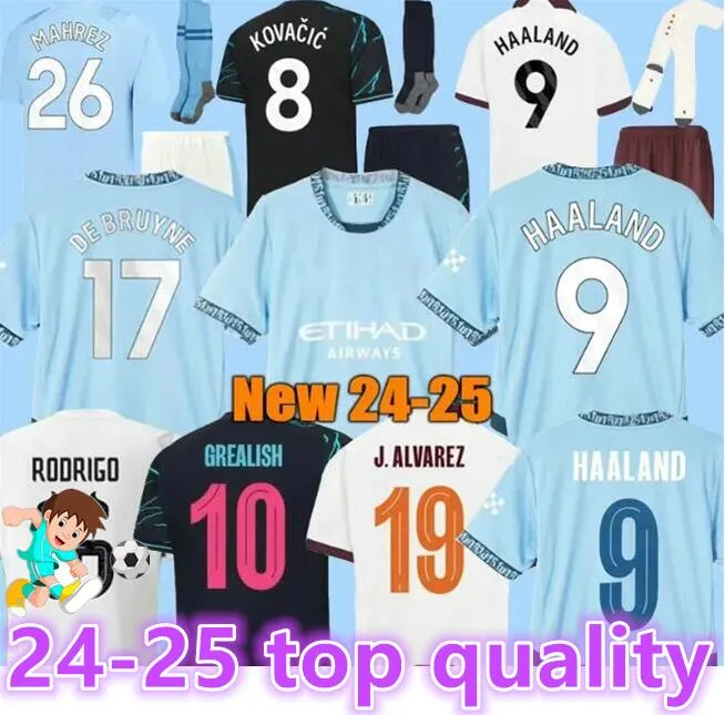 Soccer Jerseys HAALAND 24 25 DE BRUYNE PHILLIPS MANS CITIES GREALISH FERRAN MAHREZ FODEN BERNARDO JOAO CANCELO Z RODRIGO Football Shirt Men Kids Kit Sets Uniforms