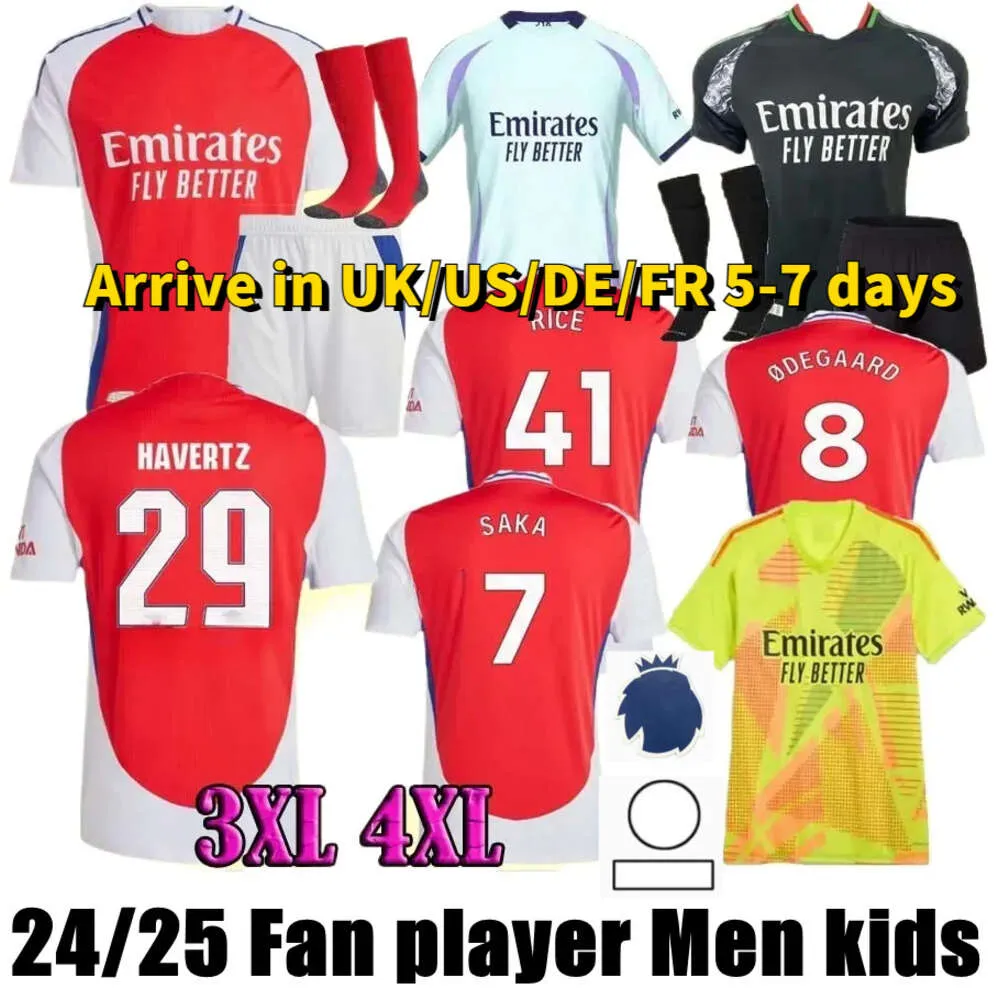 24/25 Gunners G.Jesus Havertz Soccer Jerseys 2023 Arsen Thomas Trossard Rice Tierney Smith Rowe Shirt Saliba Odegaard Saka Martinelli Football Kid Uniforms