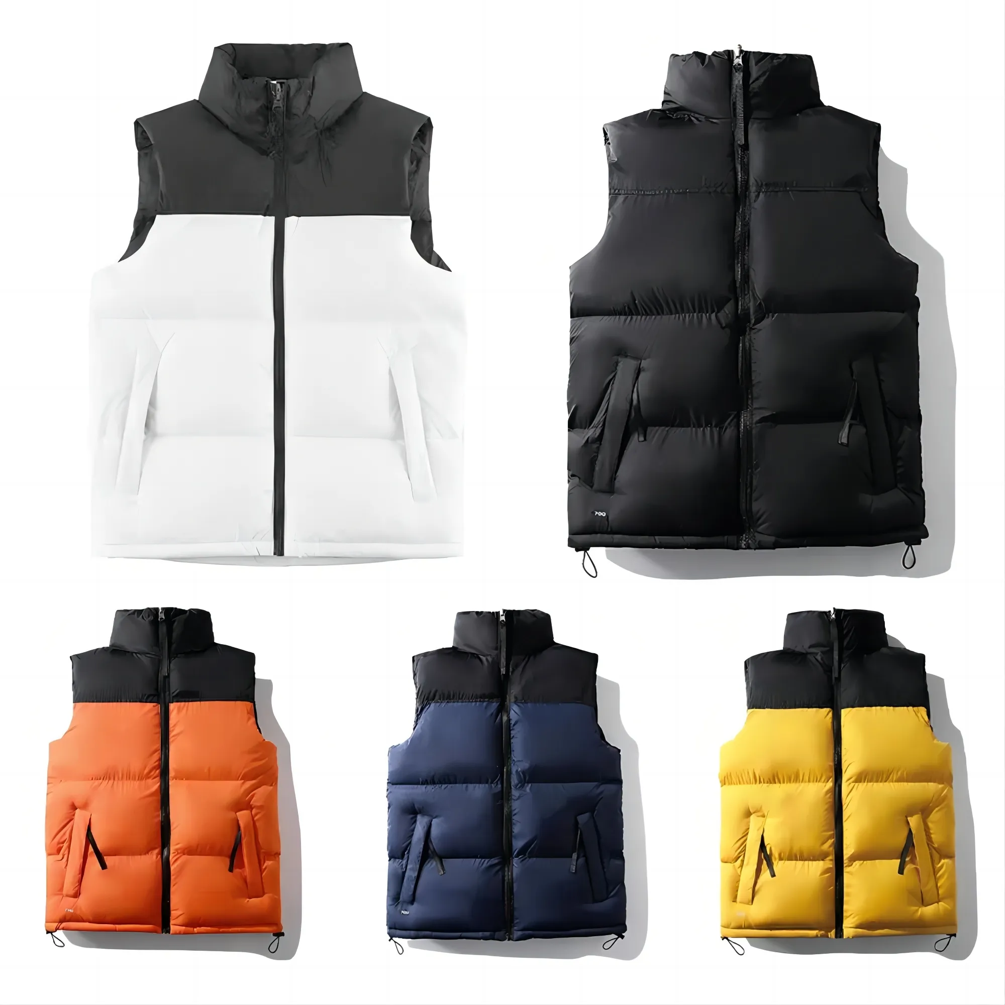Pufferweste für Herren, Designerweste, Federmaterial, locker, Graphit, Grau, Schwarz und Weiß, Blau, Modetrend_voghion.com