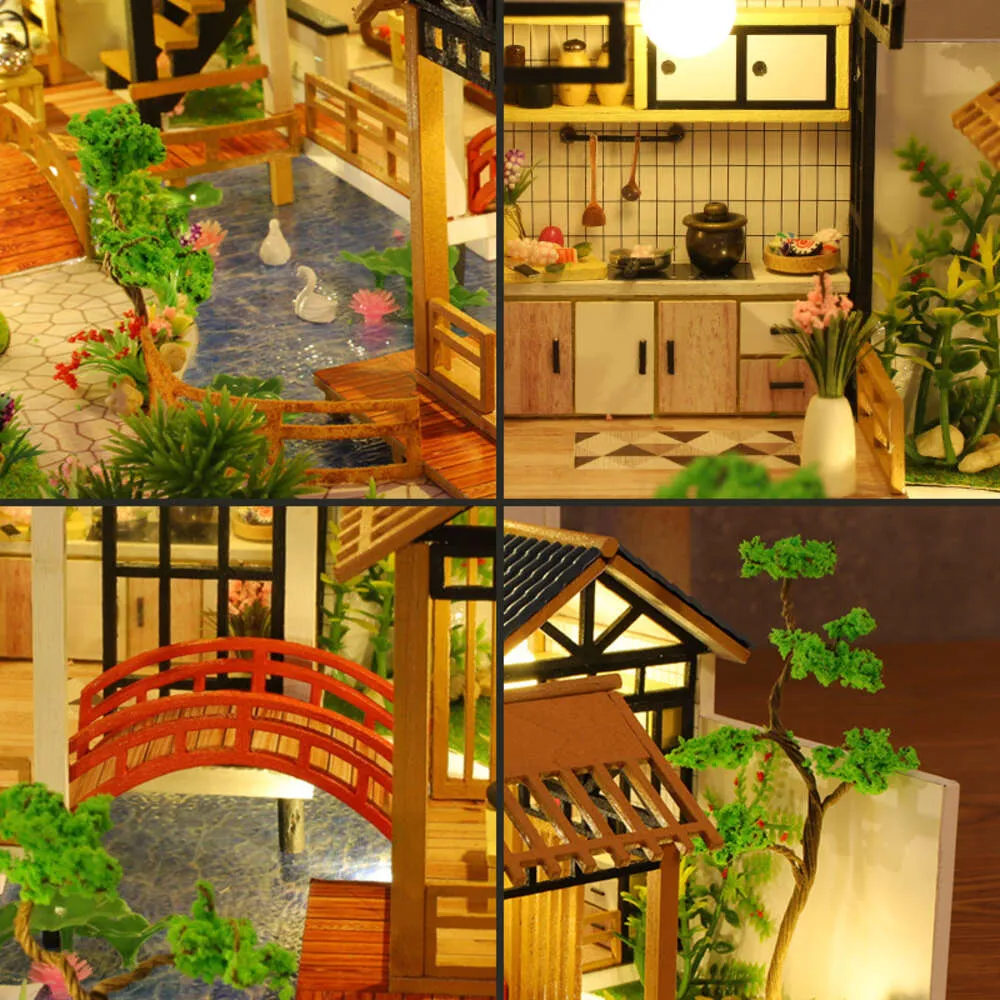 DIY Wooden Dollhouse Villa Miniature Building Kit Furniture Toys ...