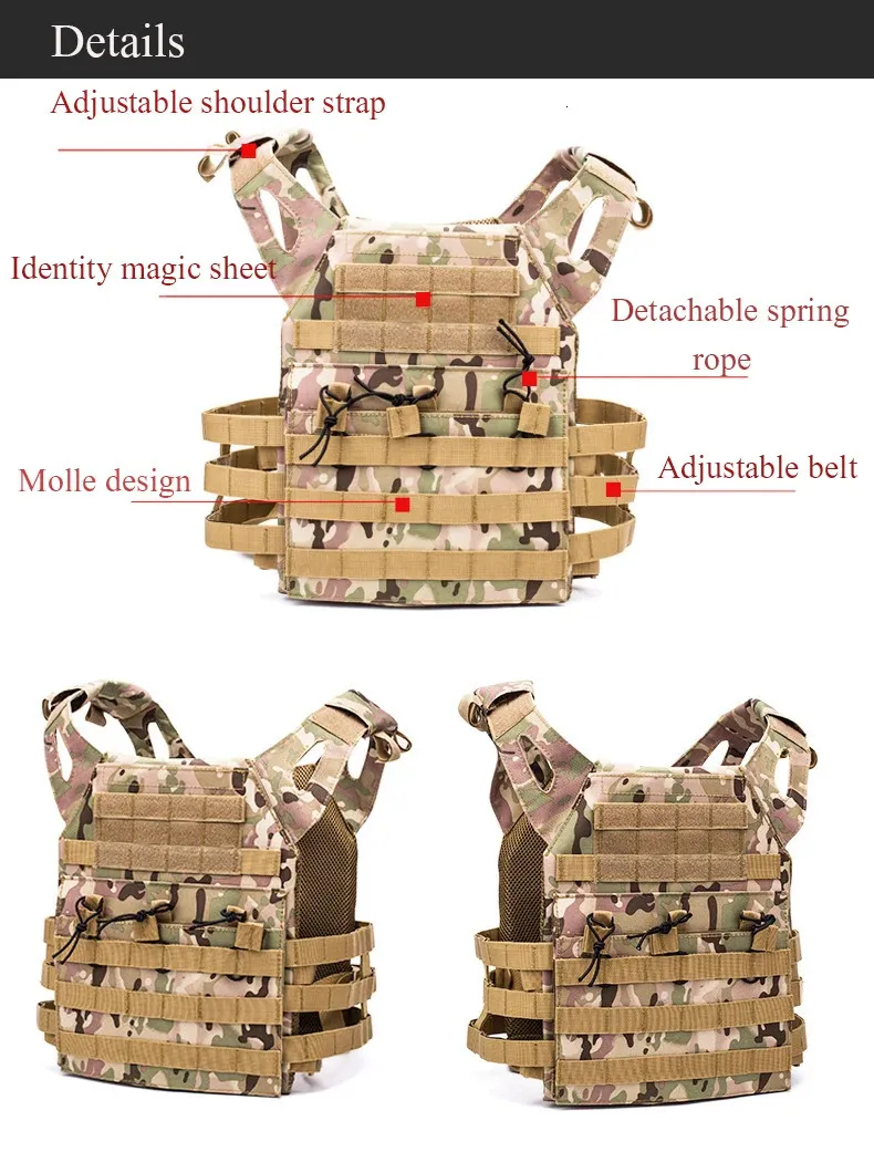 600D Hunting Tactical Vest, Military Molle Plate Vest for Airsoft ...