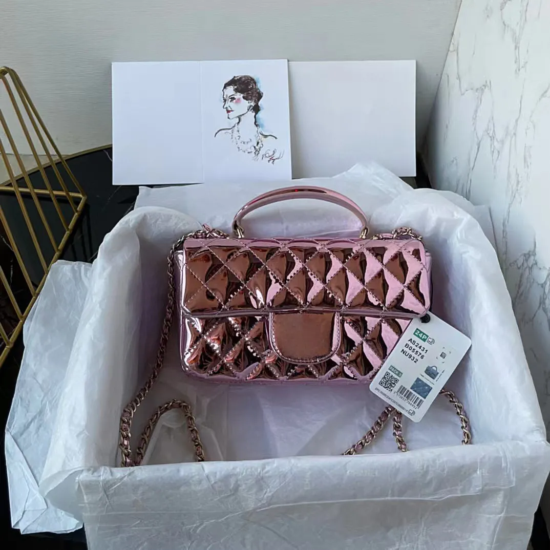 10a Mirror Quality Crossbody Designer Bags Mini Flap Bag 20cm Women Genuine Leather Quilted Bag Luxury Handbag Crossbody Purse Purple Shoulder Bag