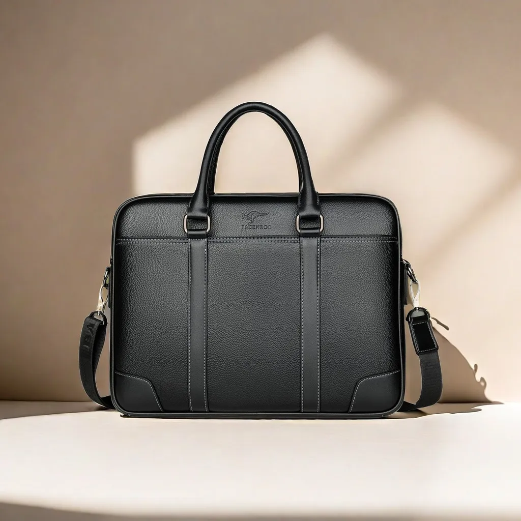 DHgate 2024Waterproof Leather Briefcase with Adjustable Shoulder Strap Classic Mens Business Laptop Bag Bags Luggage Accessories