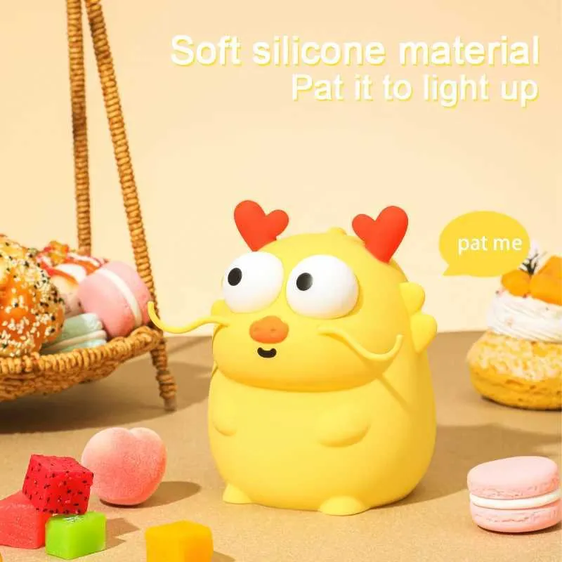 Little Dragon Kids Night Light - Color Changing Silicone Lamp, Touch Control, Rechargeable