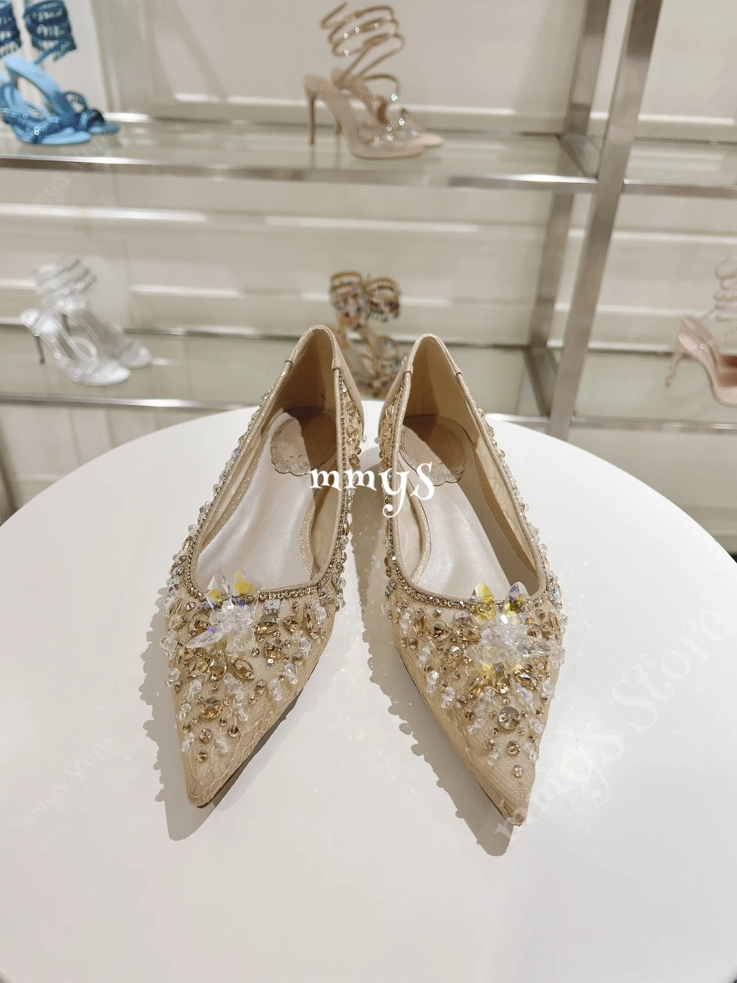 Womens Low Heel Dress Shoes with Rhinestone Embellishment, Leather PU Lace  Upper, Pointed Toe Slip-On Sandals with Rubber Outsole from Dhgate Dress  Shoes - price 97.49