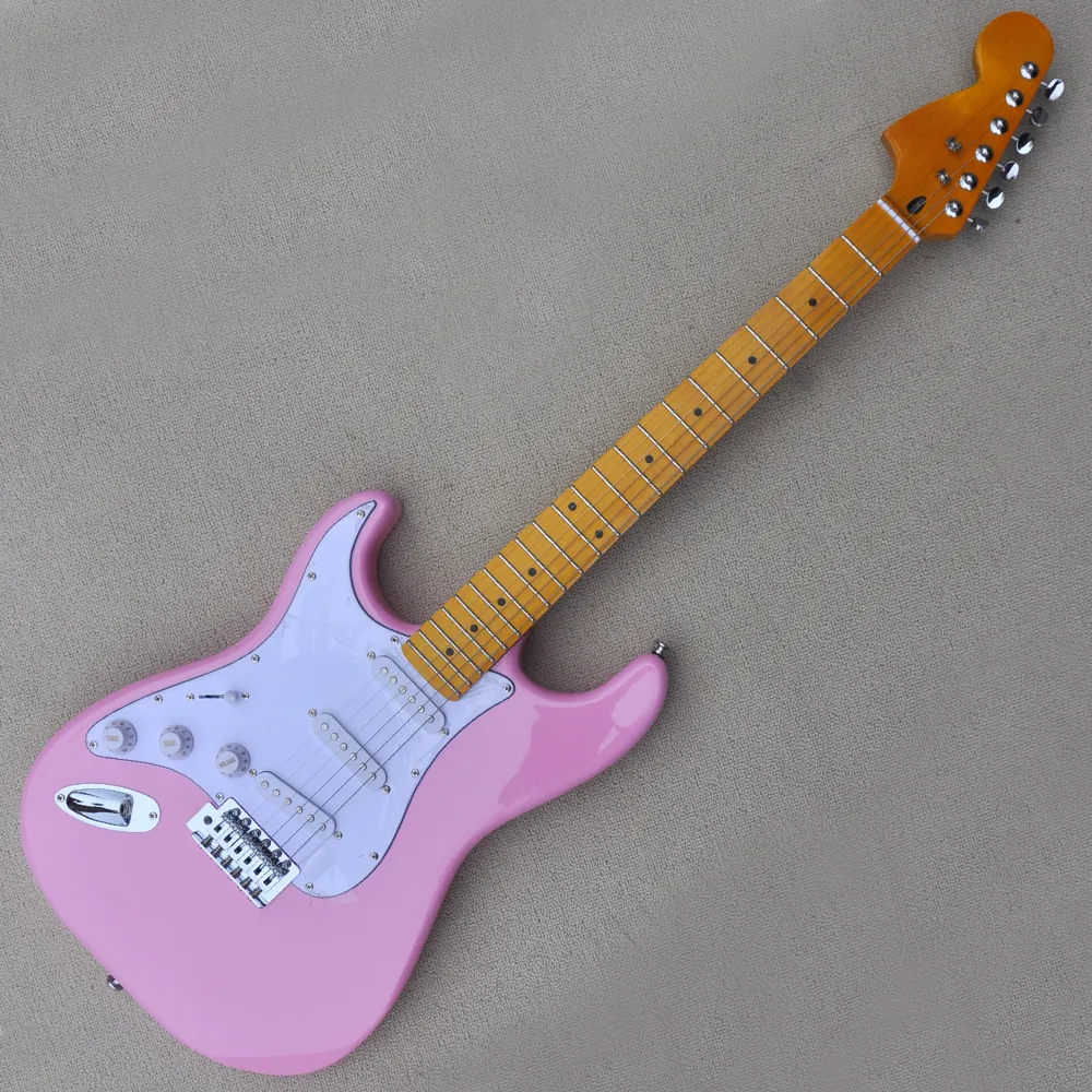 Pink left handed guitar on sale