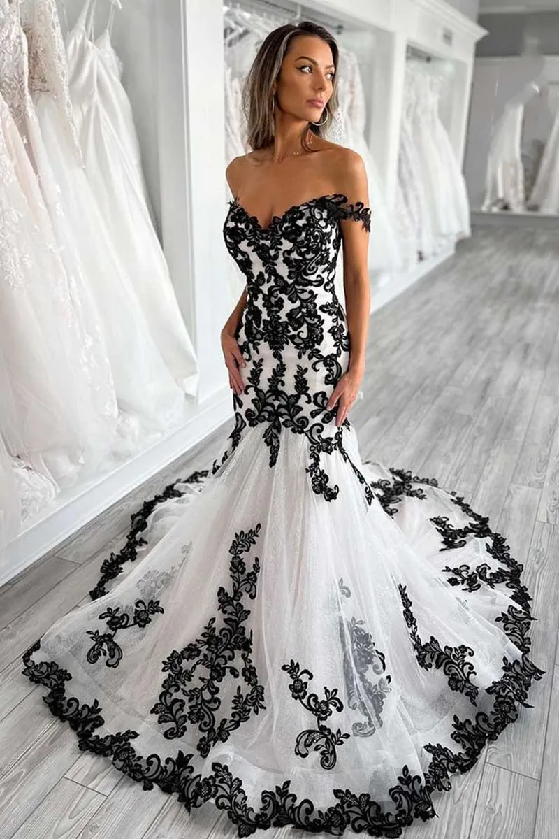 新品本物 Vintage Gothic Black and White Mermaid wedding attendee ワンピース