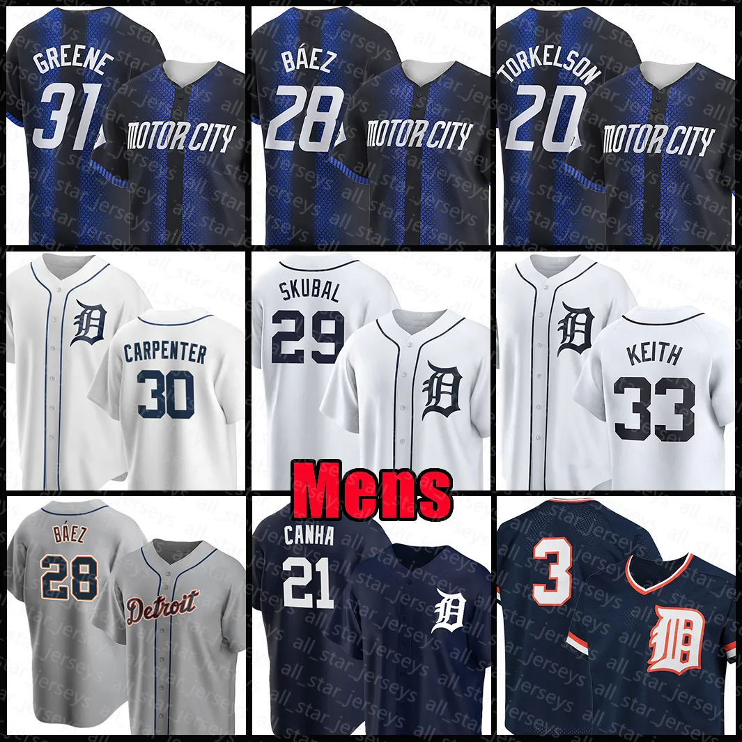 Spencer Torkelson Beyzbol Formaları Javier Baez Detroit Riley Greene Kerry Carpenter Tigers Tarik Skubal Keith Zach McKinstry Miguel Cabrera Matt Vierling