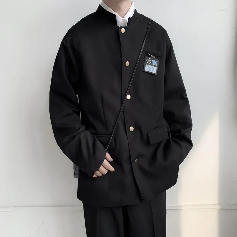 Japanese Style Men Women School Uniform Suit with Nameplate - Black Tunic  Suit Jacket