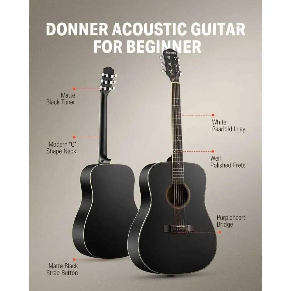 Full Size 41 inch Beginner Acoustic Guitar Kit for Adults and Teens with Accessories and Online Lessons