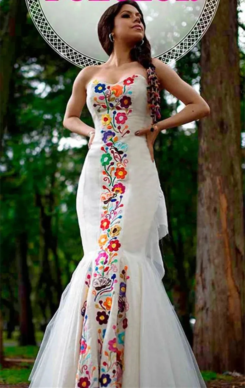 Mexican embroidered mermaid dress top