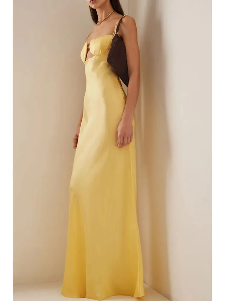 yellow backless bandage dress Off Shoulder Fishtail Zipper Midi Bandage Dress by Wolddress Resort Wear