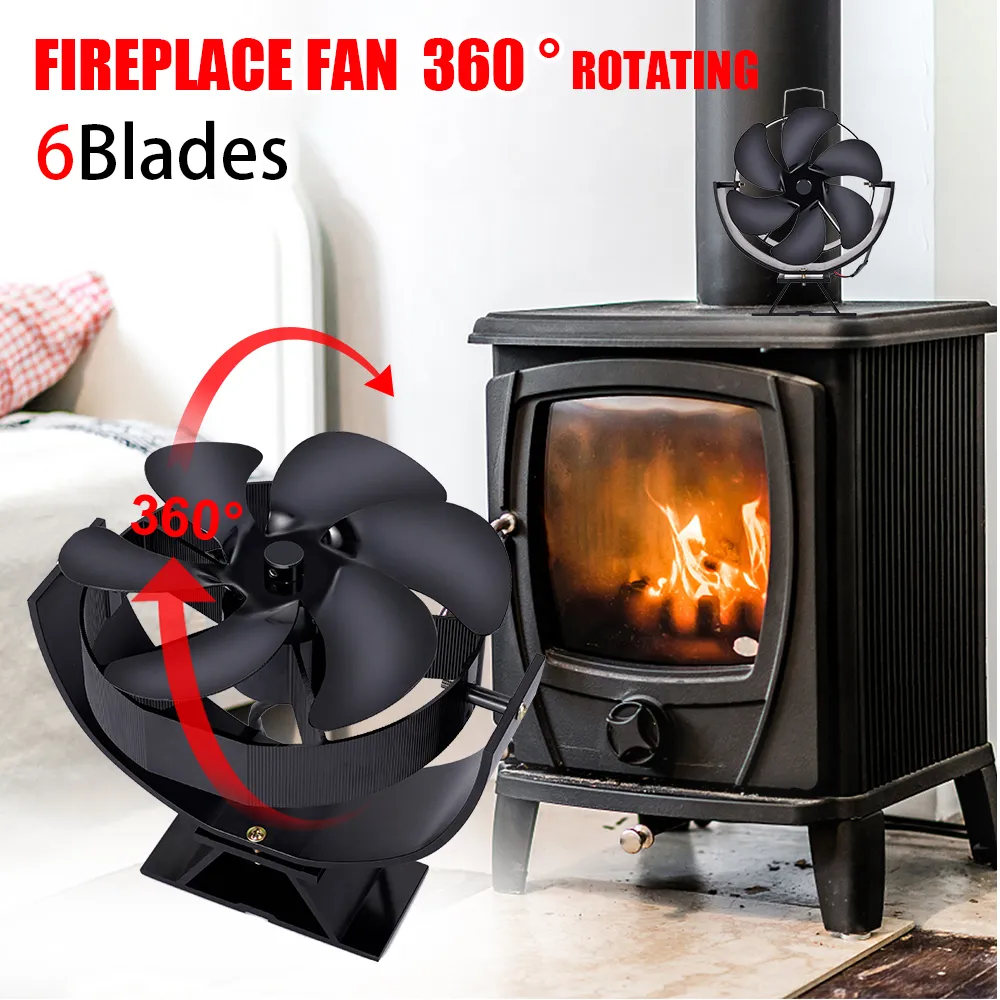 Bestyks Stove Fan, Log Burner Fan, Magnetic Chimney Fan Silent, 6 Blade Heat Powered Wood Burner - View #3