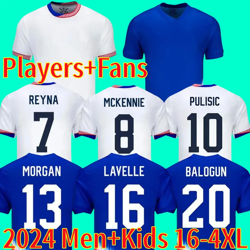 USWNT USAS SOCTER JERSEY Voetbal Shirts 2024 4 Stars Men Kids Kits USMNT 24-25 MAILLOT DE FOUNEN MEN CONCACAF GOUD CUP 2024 Dameswereld McKNNIE SMITH MORGAN