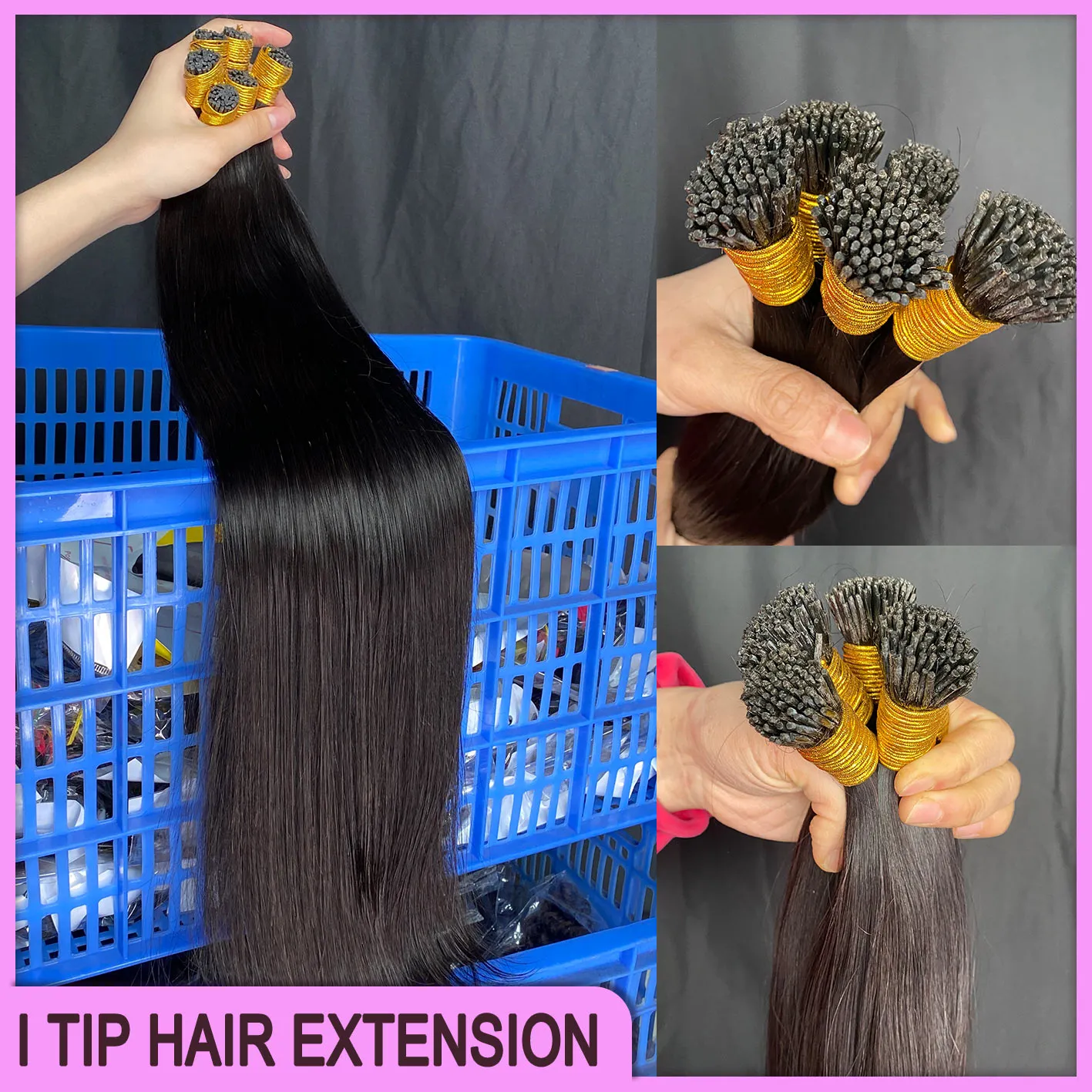 20 Inch I Tip Hair Extensions 50g Silky Straight Remy Human Hair Amazon.com : RUNATURE Pink Hair Extensions Real Human Hair I  main image 3