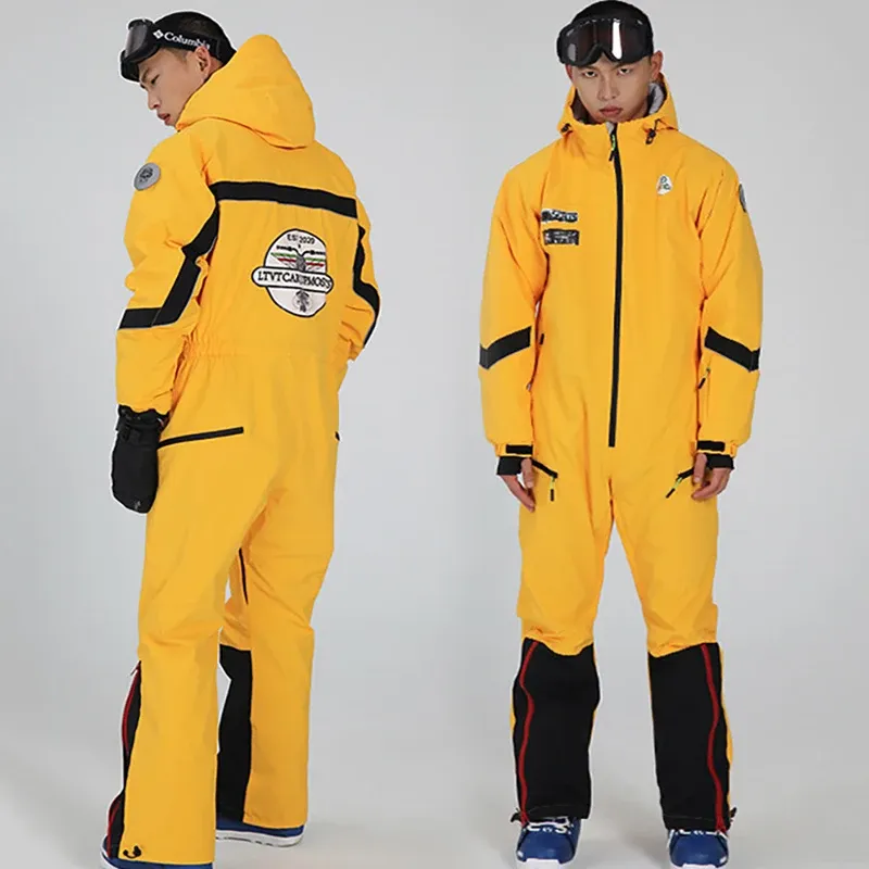 Men's Insulated Windproof Waterproof Snowsuit Winter Snowboard 2 Pieces Ski Clothing Ski, Jacket And Pants With Belt Set For Men, For Skiing, Snowmobiling, Hiking, Climbing, Camping (Color : Black 1