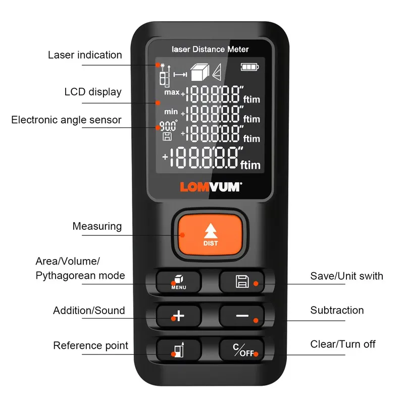 Handheldf Leveler Laser Level Measuring Tape Digital Range Finder: 70m/120m Handheld ...
