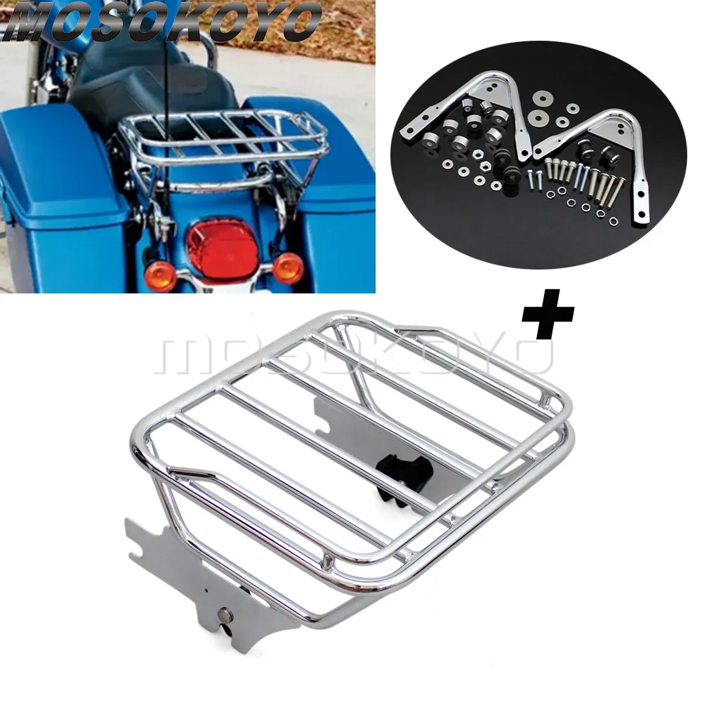 For Harley Road King Electra Glide Road Glide Two up Tour Pack Luggage Rack Docking Hardware Chrome 1997 2008 Custom Accessories