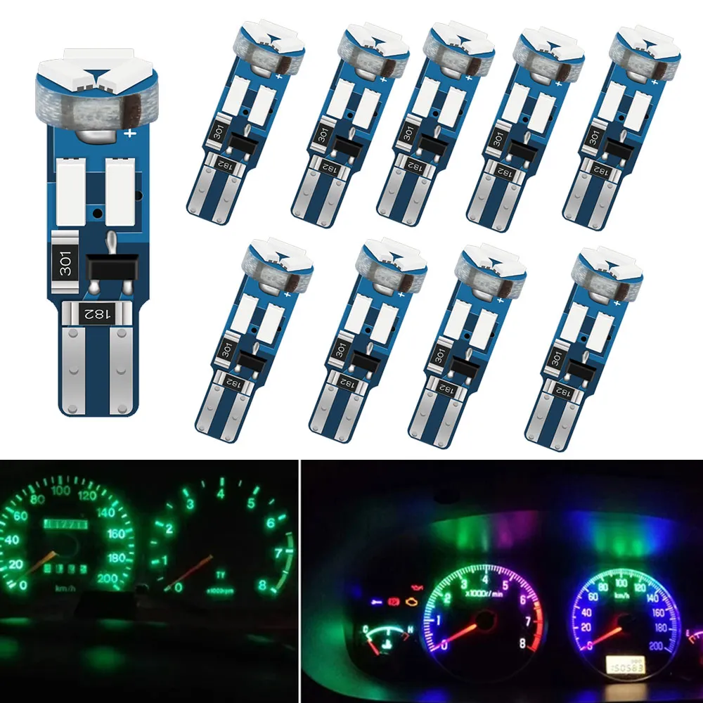 Led Car Indicators Colorful T5 LED Car Light Bulbs - Pack of 10, W3W W1.2W Auto Dashboard ...