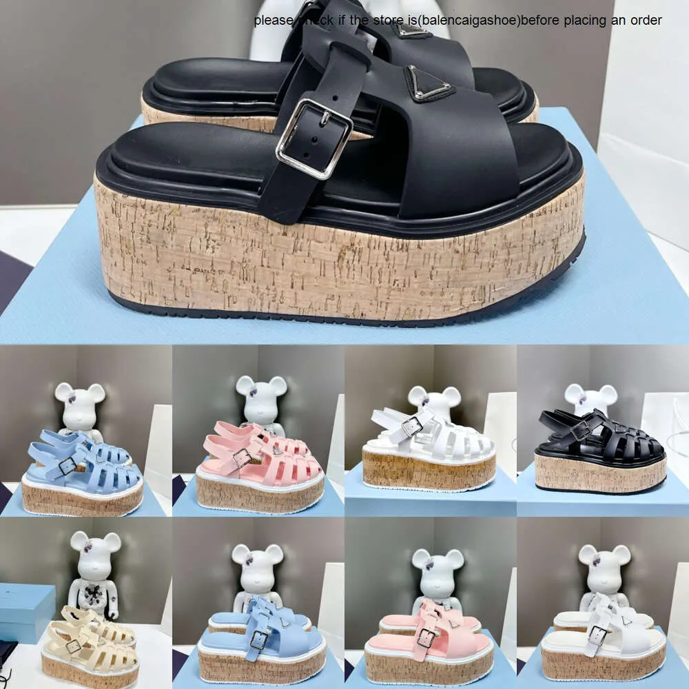 Designer Foam Rubber Monolith Sandals Cork Soles Platform Slides