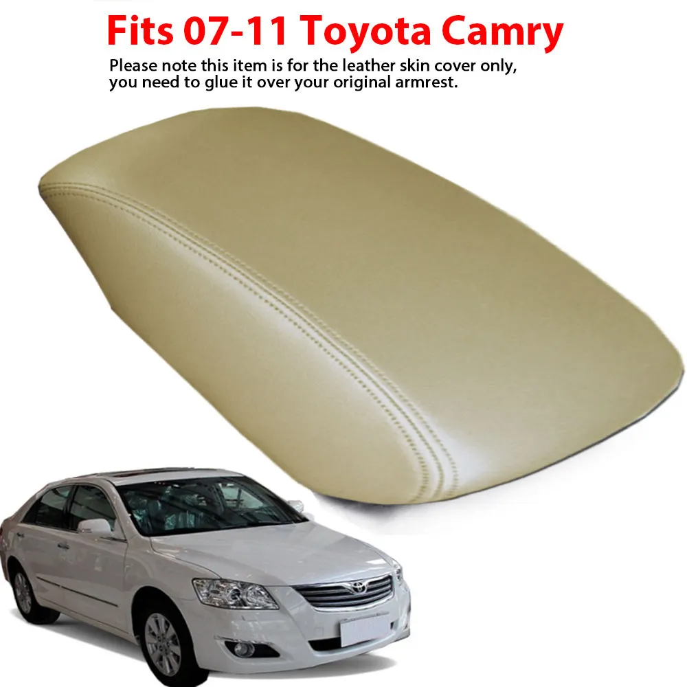 2002 Toyota Camry Interior Door Handle Gray Leather Console Lid Cover For 2007-2011 Toyota Camry | Center Armrest Skin, Waterproof Toyota Camry 2009 Accessories - Foto 2