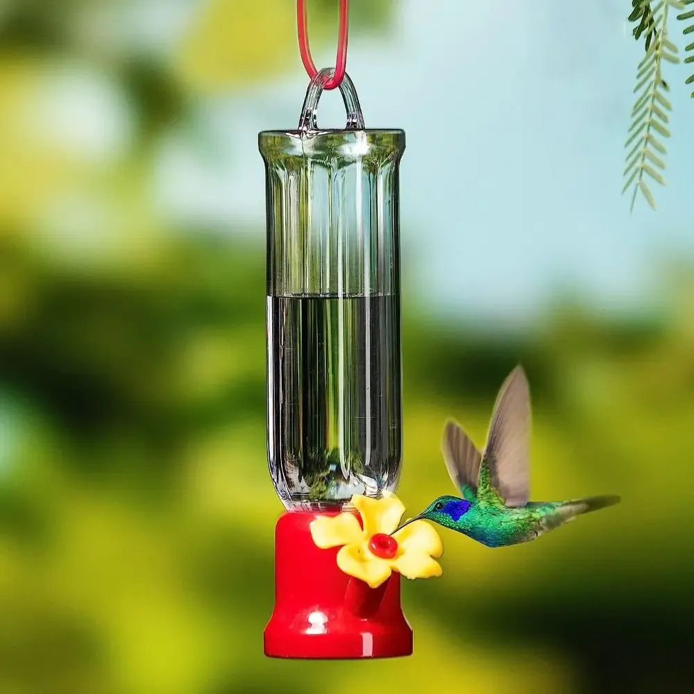 Mangeoire Pour Colibris Rouge – Plastique Durable, Suspendue, 19,5x19,5x4,5 Cm – Décoration Jardin, Observation Oiseaux