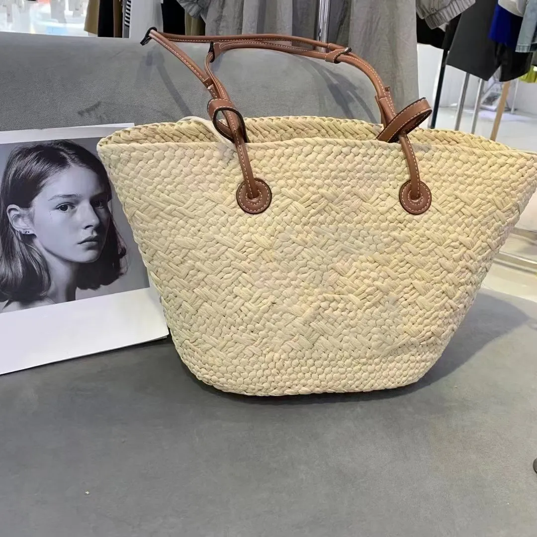 American trendy brand Luxury designers straw bag Classic handmade woven bag body Anagram embroidery handbag tote bag beach bag shopping bag go weave