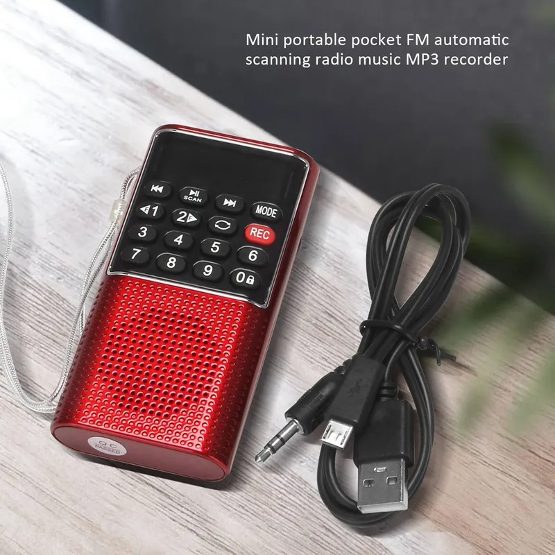 L-328 Mini Portable Pocket Radio FM AM Auto Scan MP3 Player with Voice ...