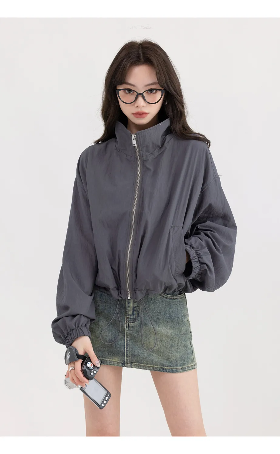 Korean Y2K Dark Grey Goose jackets for women for Women