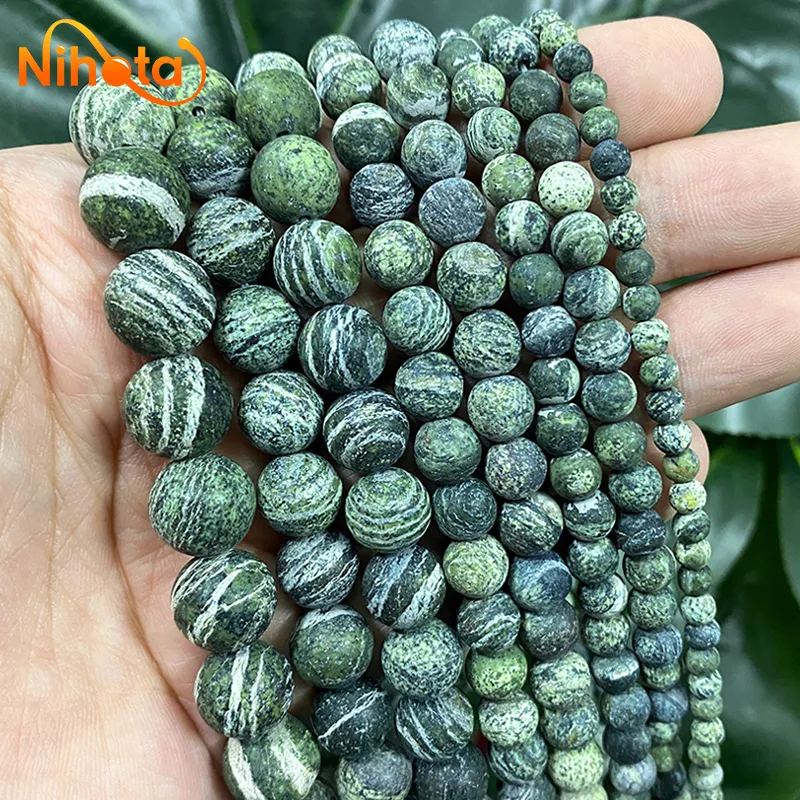 AAA Green Lepidolite Gemstone Beads | Smooth Round, 15 Inch Strand