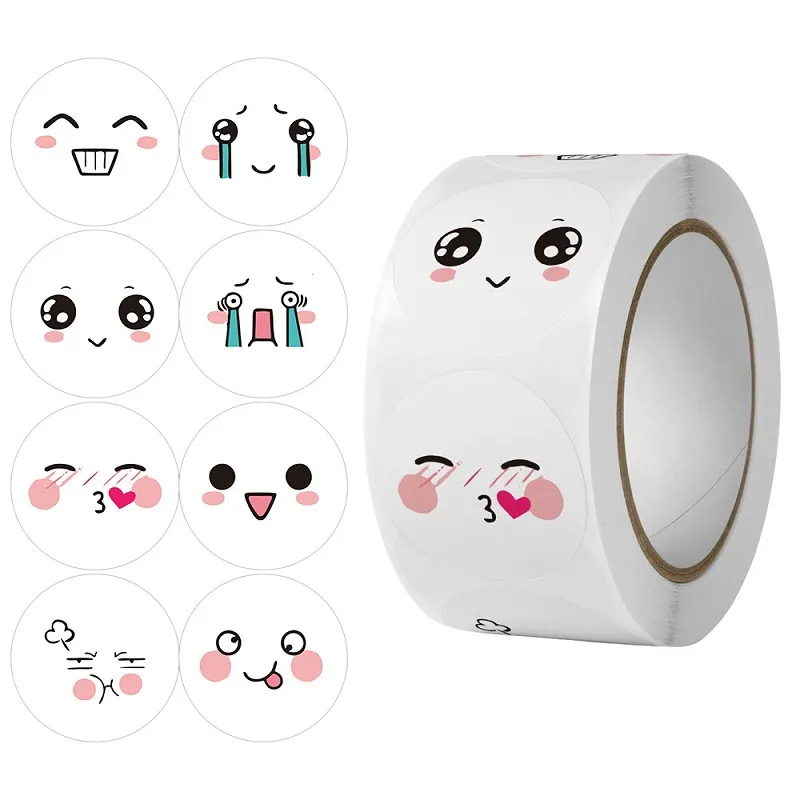thumbnail image 2 of Smiling Face Emoji Stickers – Round Scrapbook & Envelope Seals (Made To Order) 2 of 6