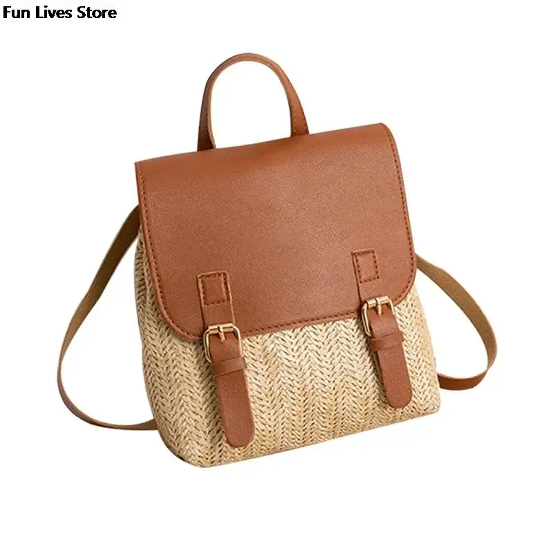 Bohemian Straw Shoulder Straw Backpack For Women Designer Summer Bag ...